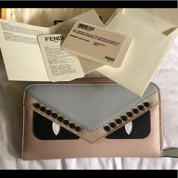 Fendi Handbags - Fendi Monster Eyes light pink and multicolor leather wallet